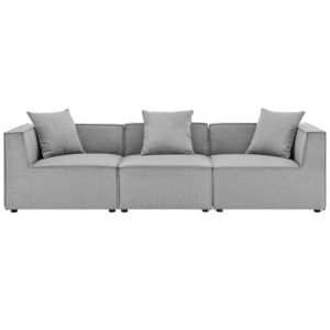 Saybrook 3-Piece Outdoor Patio Upholstered Sectional Sofa in Gray by Modway