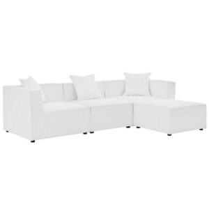 Saybrook 4-Piece Outdoor Patio Upholstered Sectional Sofa in White by Modway