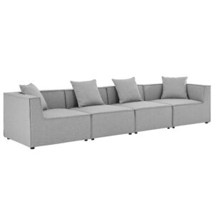 Saybrook 4-Piece Outdoor Patio Upholstered Sectional Sofa in Gray by Modway