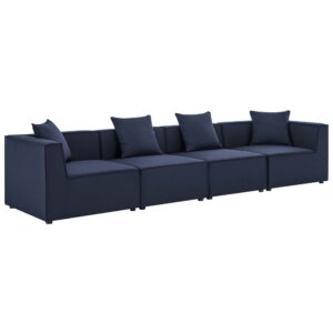 Saybrook 4-Piece Outdoor Patio Upholstered Sectional Sofa in Navy by Modway