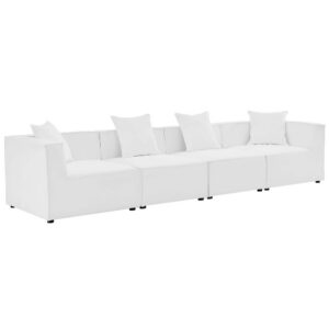 Saybrook 4-Piece Outdoor Patio Upholstered Sectional Sofa in White by Modway