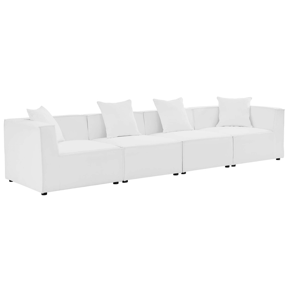 Saybrook 4-Piece Outdoor Patio Upholstered Sectional Sofa in White by Modway