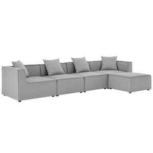 Saybrook 5-Piece Outdoor Patio Upholstered Sectional Sofa in Gray by Modway