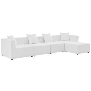 Saybrook 5-Piece Outdoor Patio Upholstered Sectional Sofa in White by Modway