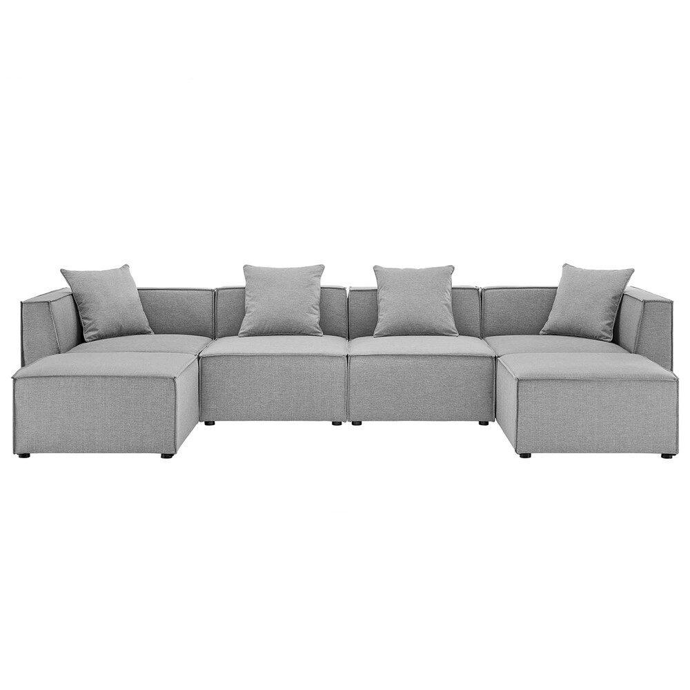 Saybrook 6-Piece Outdoor Patio Upholstered Sectional Sofa in Gray by Modway