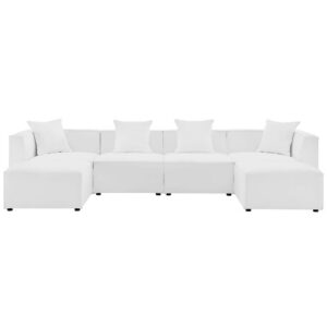 Saybrook 6-Piece Outdoor Patio Upholstered Sectional Sofa in White by Modway