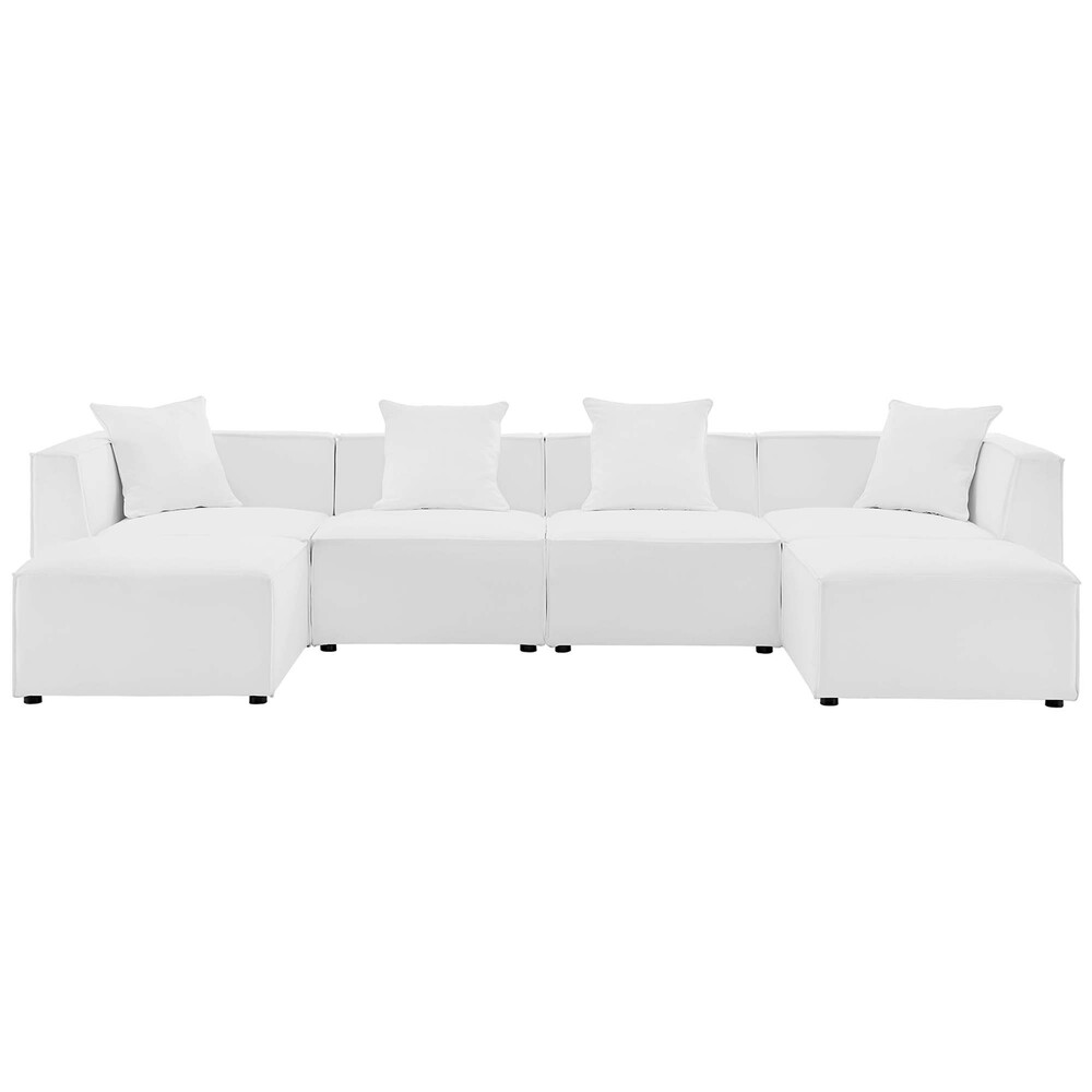 Saybrook 6-Piece Outdoor Patio Upholstered Sectional Sofa in White by Modway