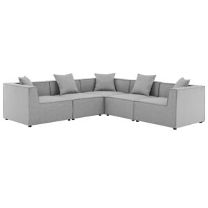 Saybrook 5-Piece Outdoor Patio Upholstered Sectional Sofa in Gray by Modway