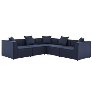 Saybrook 5-Piece Outdoor Patio Upholstered Sectional Sofa in Navy by Modway