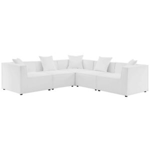 Saybrook 5-Piece Outdoor Patio Upholstered Sectional Sofa in White by Modway