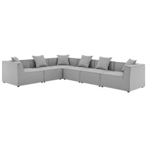 Saybrook 6-Piece Outdoor Patio Upholstered Sectional Sofa in Gray by Modway