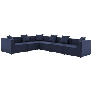 Saybrook 6-Piece Outdoor Patio Upholstered Sectional Sofa in Navy by Modway