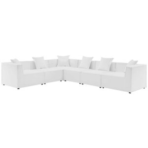 Saybrook 6-Piece Outdoor Patio Upholstered Sectional Sofa in White by Modway