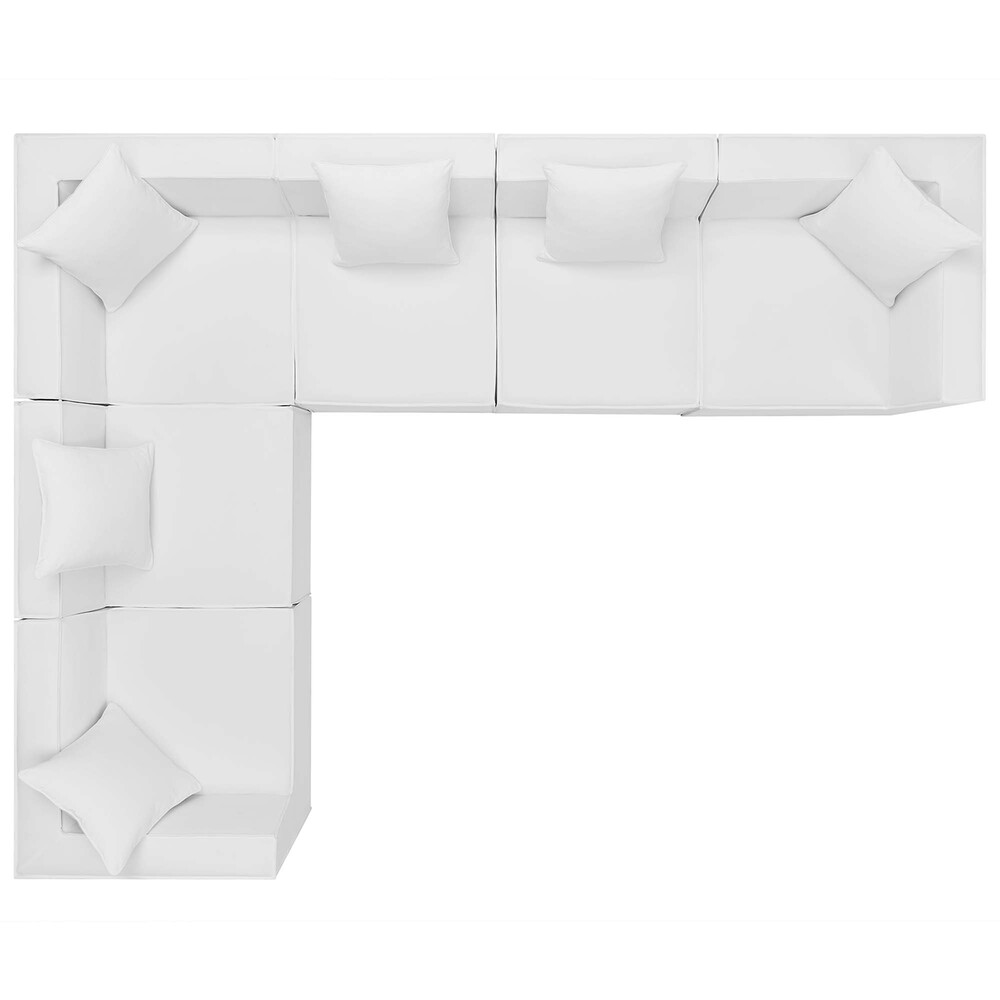 Saybrook 6-Piece Outdoor Patio Upholstered Sectional Sofa in White by Modway - Image 2