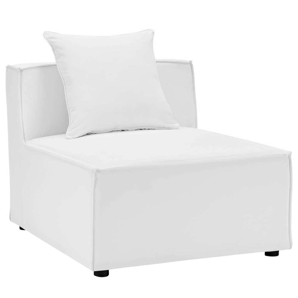 Saybrook 6-Piece Outdoor Patio Upholstered Sectional Sofa in White by Modway - Image 7