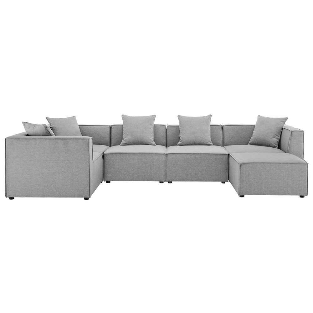Saybrook 6-Piece Outdoor Patio Upholstered Sectional Sofa in Gray by Modway