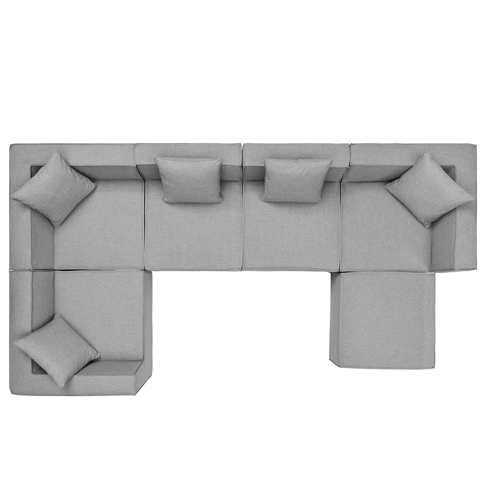 Saybrook 6-Piece Outdoor Patio Upholstered Sectional Sofa in Gray by Modway - Image 2