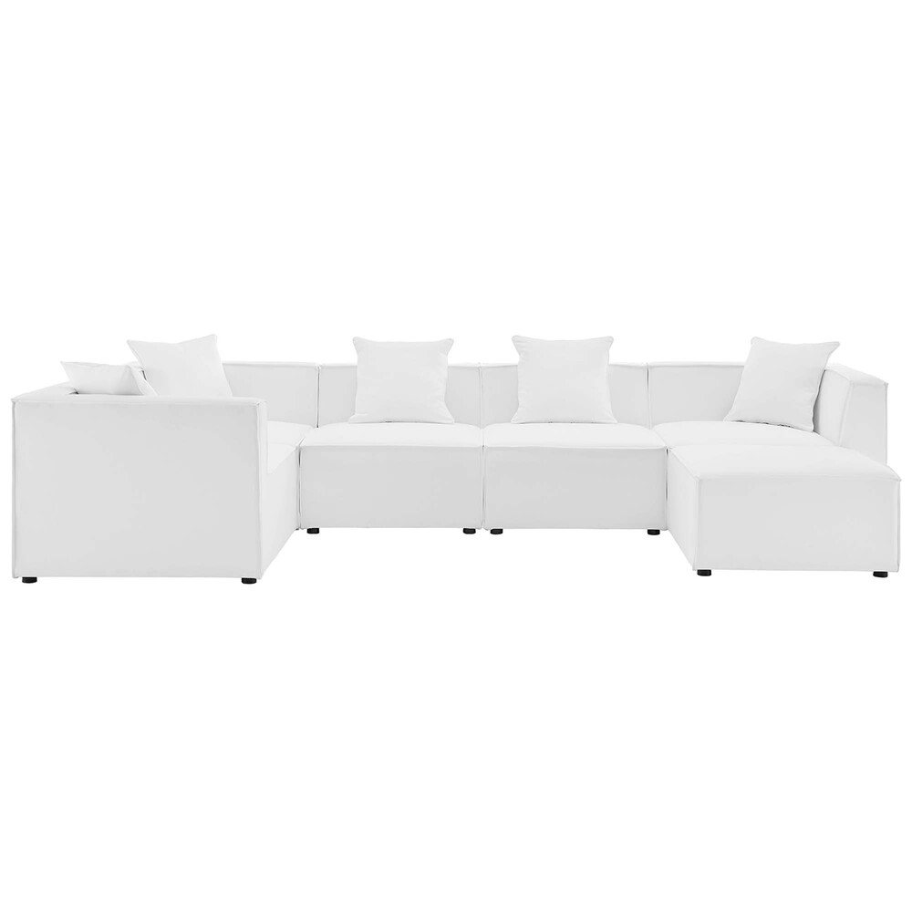 Saybrook 6-Piece Outdoor Patio Upholstered Sectional Sofa in White by Modway