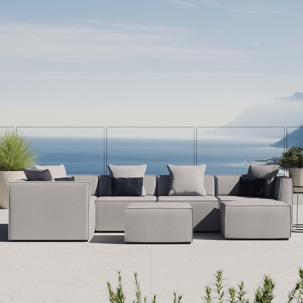 Saybrook 7-Piece Outdoor Patio Upholstered Sectional Sofa in Gray by Modway - Image 12