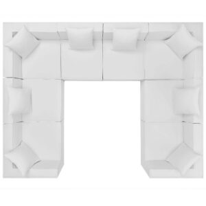 Saybrook 8-Piece Outdoor Patio Upholstered Sectional Sofa in White by Modway