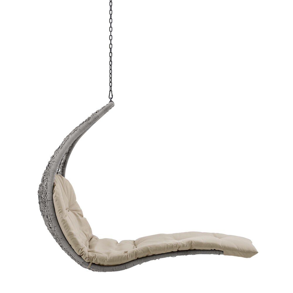 Landscape Hanging Chaise Lounge Outdoor Patio Swing Chair in Light Gray Beige by Modway - Image 2