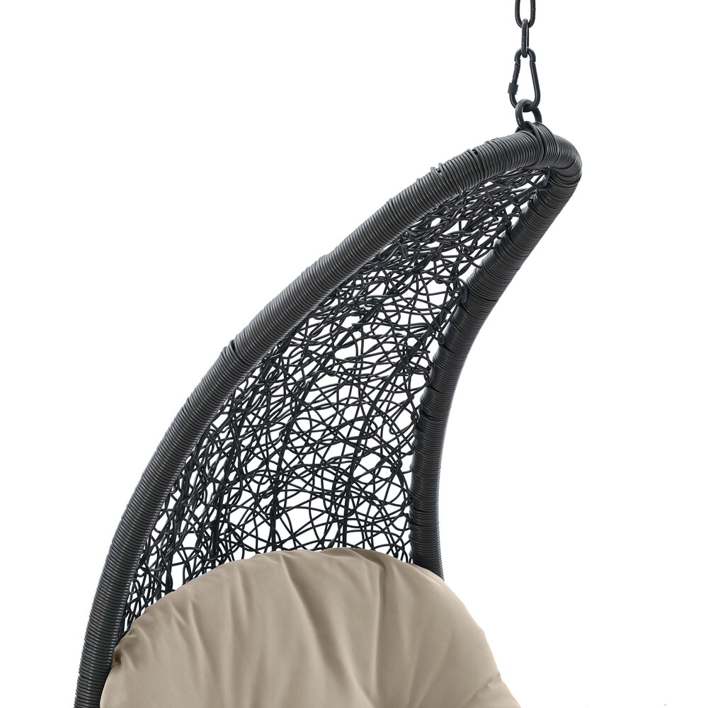 Landscape Hanging Chaise Lounge Outdoor Patio Swing Chair in Light Gray Beige by Modway - Image 4