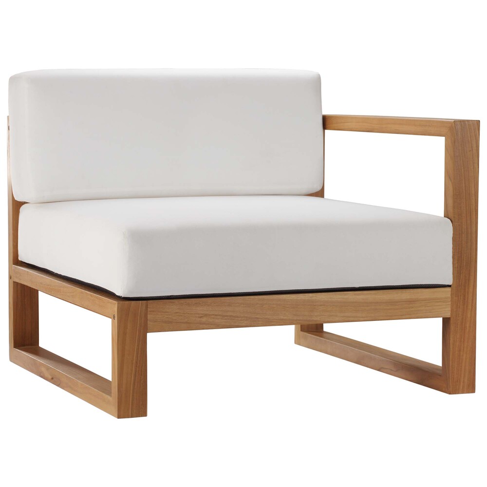 Upland 5-Piece Outdoor Patio Teak Wood Sectional Sofa Set in Natural White by Modway - Image 2