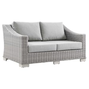 Conway Outdoor Patio Wicker Rattan Loveseat in Light Gray Gray by Modway