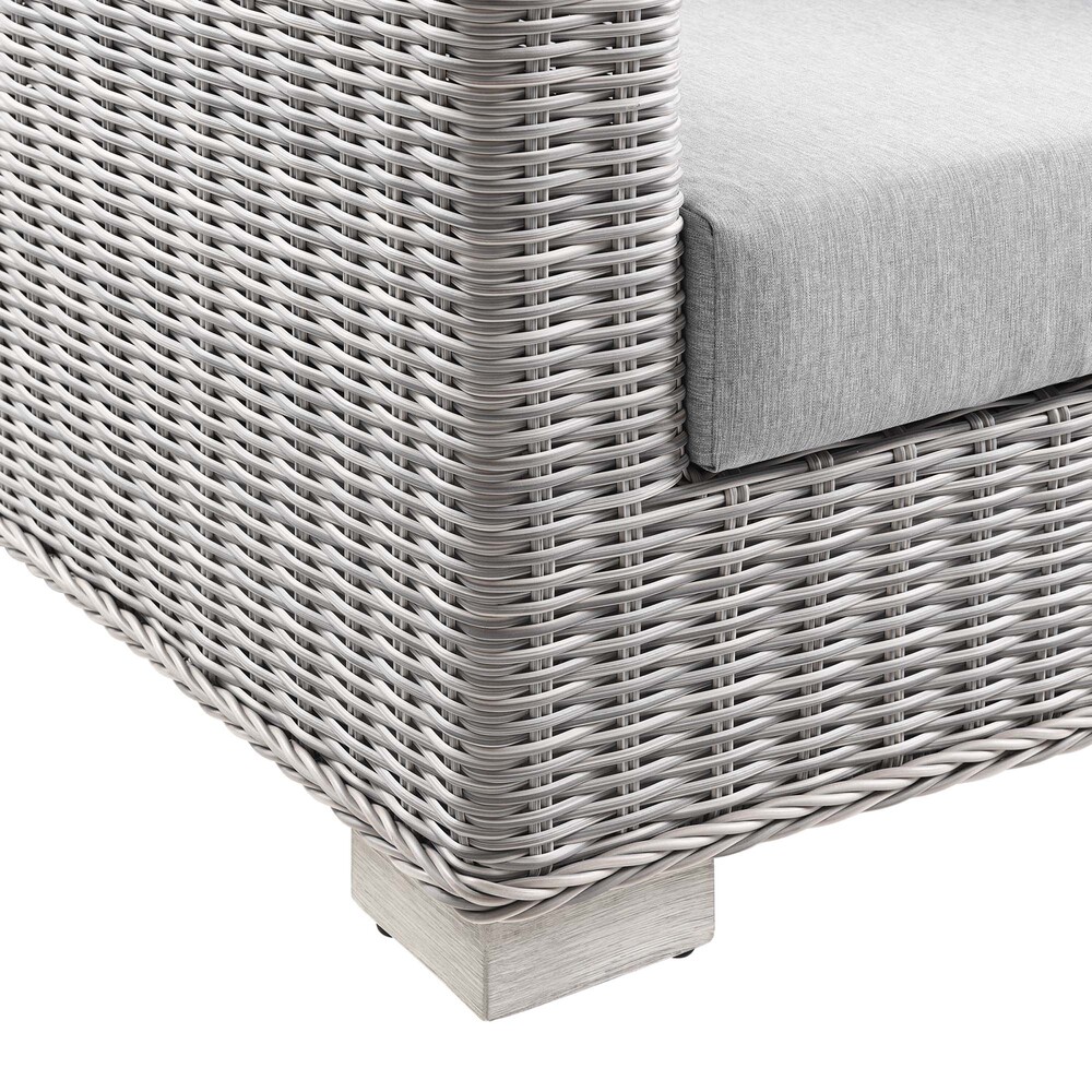 Conway Outdoor Patio Wicker Rattan Loveseat in Light Gray Gray by Modway - Image 5
