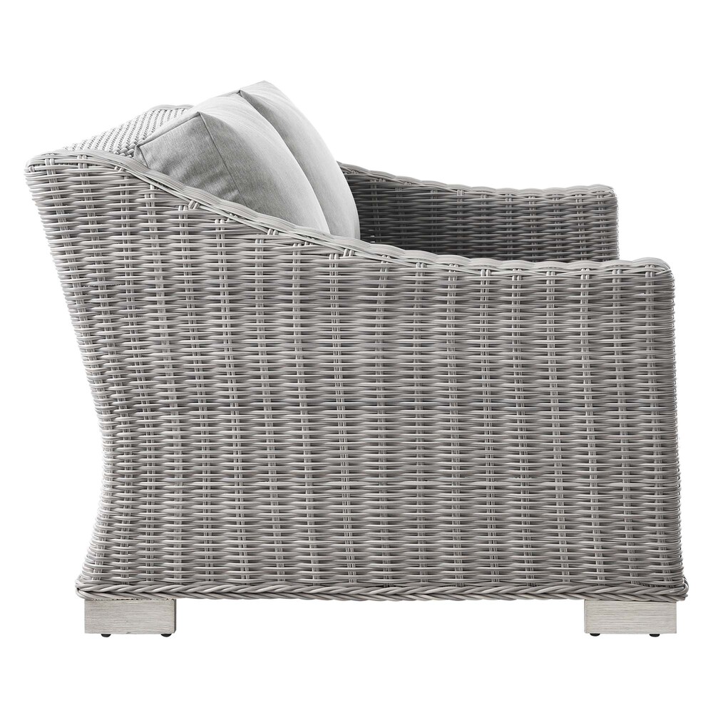 Conway Outdoor Patio Wicker Rattan Loveseat in Light Gray Gray by Modway - Image 2
