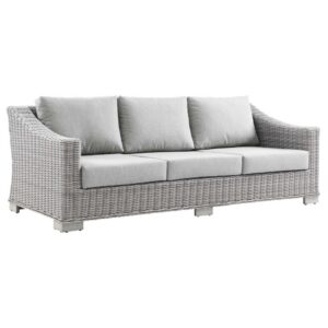 Conway Outdoor Patio Wicker Rattan Sofa in Light Gray Gray by Modway