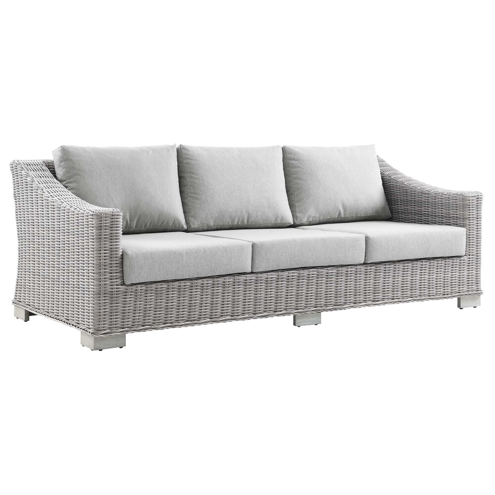 Conway Outdoor Patio Wicker Rattan Sofa in Light Gray Gray by Modway