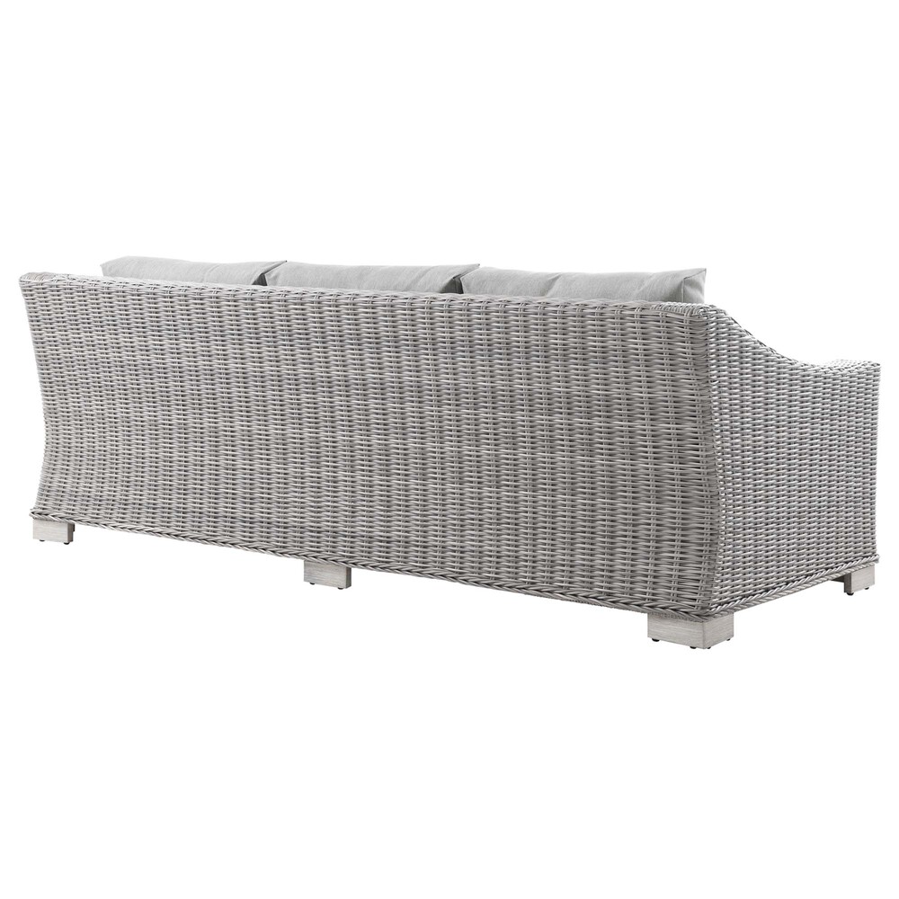 Conway Outdoor Patio Wicker Rattan Sofa in Light Gray Gray by Modway - Image 3
