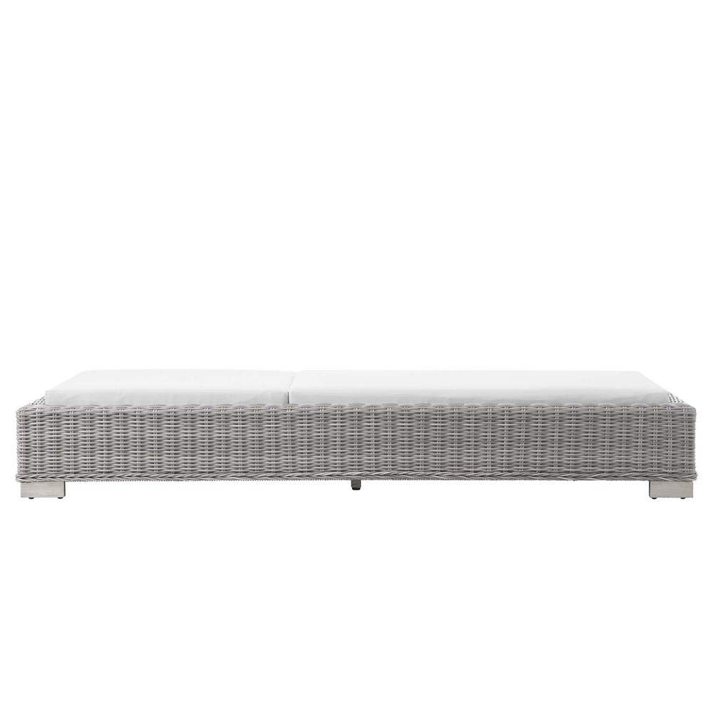Conway Outdoor Patio Wicker Rattan Chaise Lounge in Light Gray White by Modway - Image 3