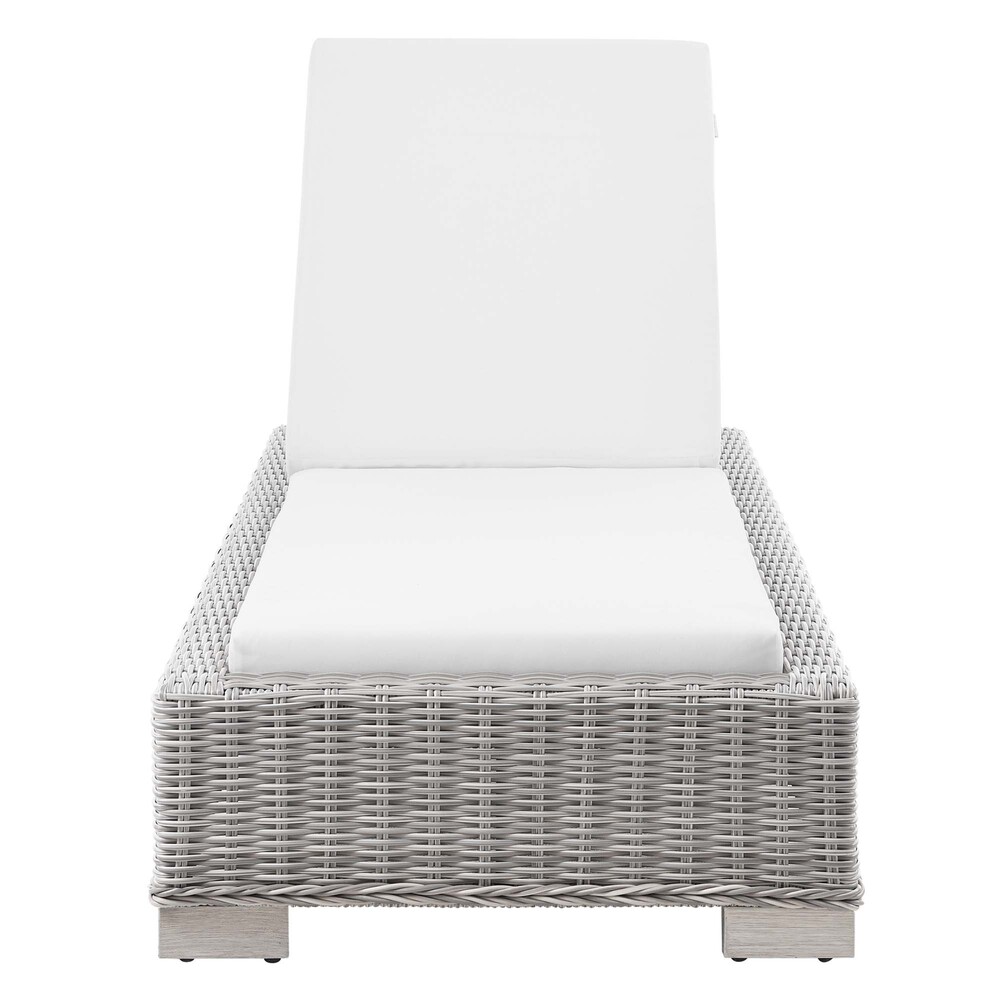 Conway Outdoor Patio Wicker Rattan Chaise Lounge in Light Gray White by Modway - Image 6