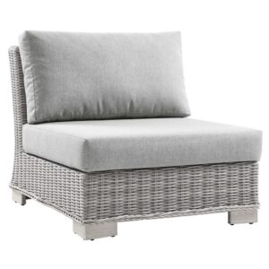 Conway Outdoor Patio Wicker Rattan Armless Chair in Light Gray Gray by Modway