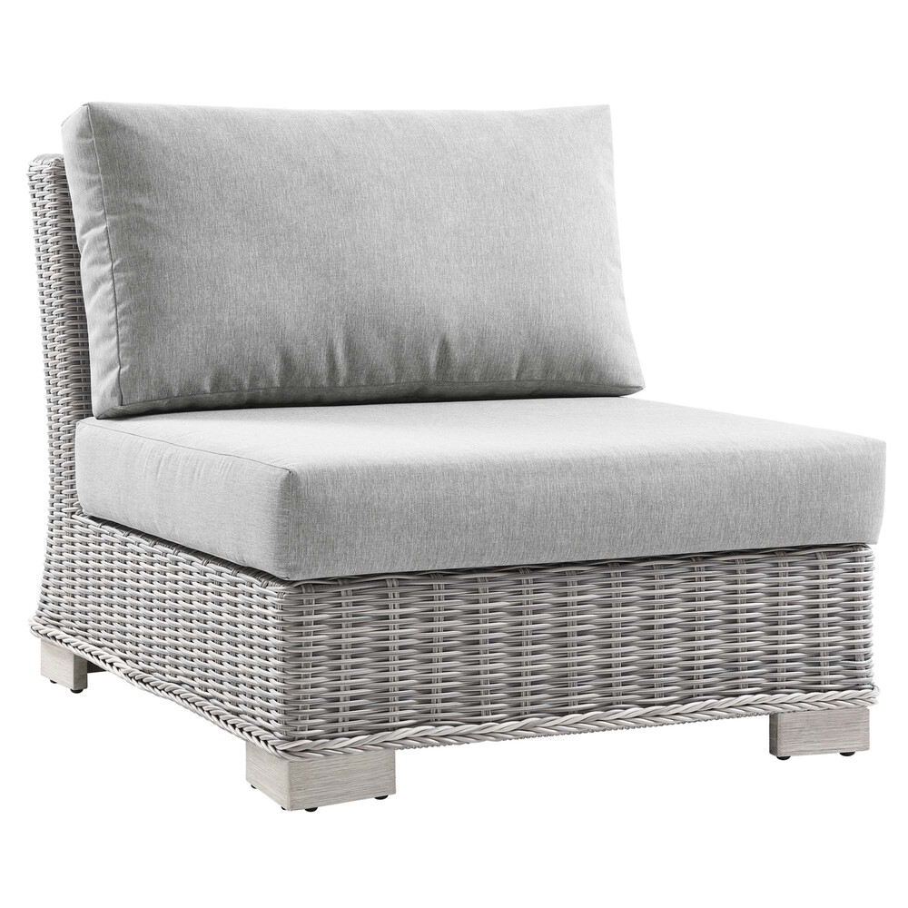 Conway Outdoor Patio Wicker Rattan Armless Chair in Light Gray Gray by Modway