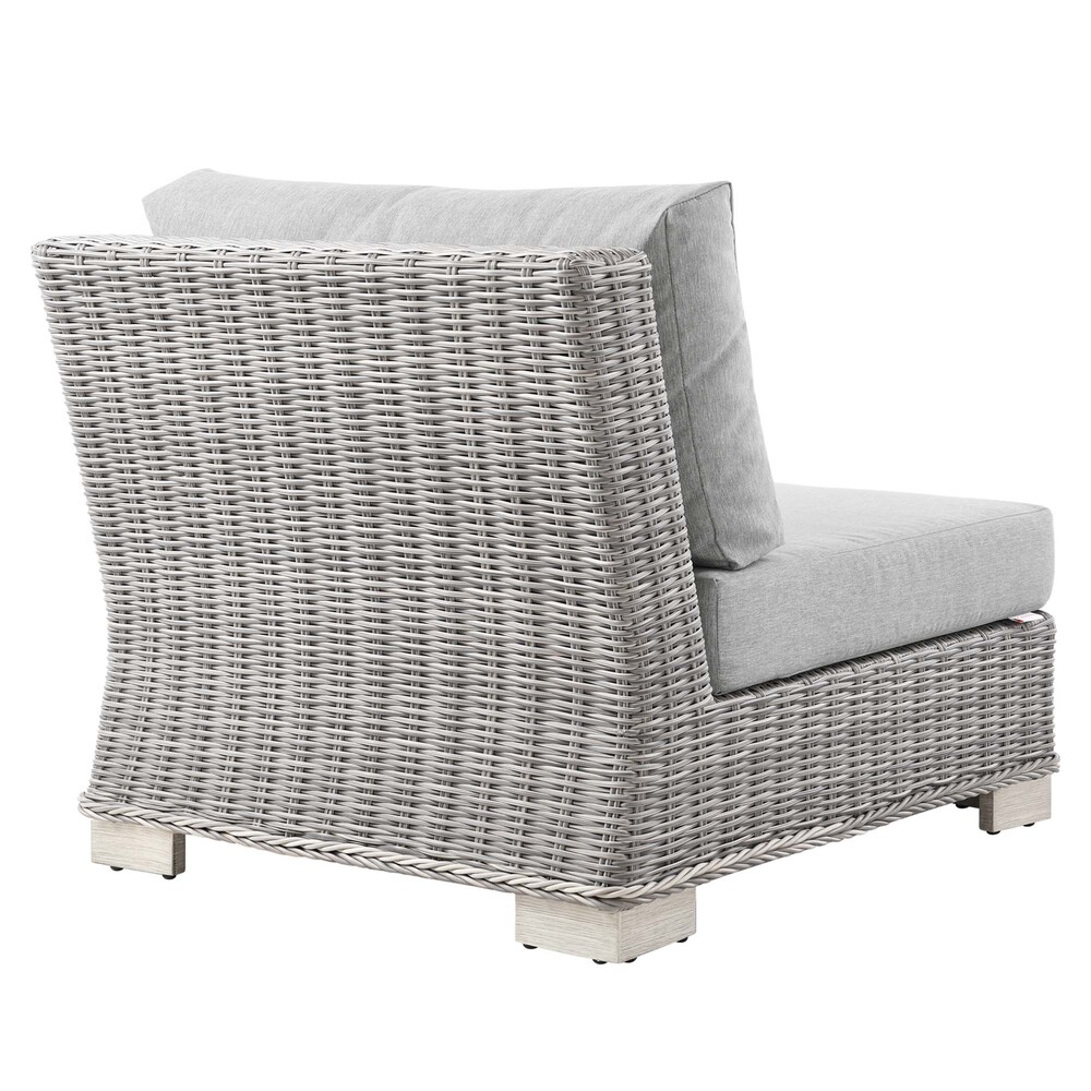 Conway Outdoor Patio Wicker Rattan Armless Chair in Light Gray Gray by Modway - Image 3