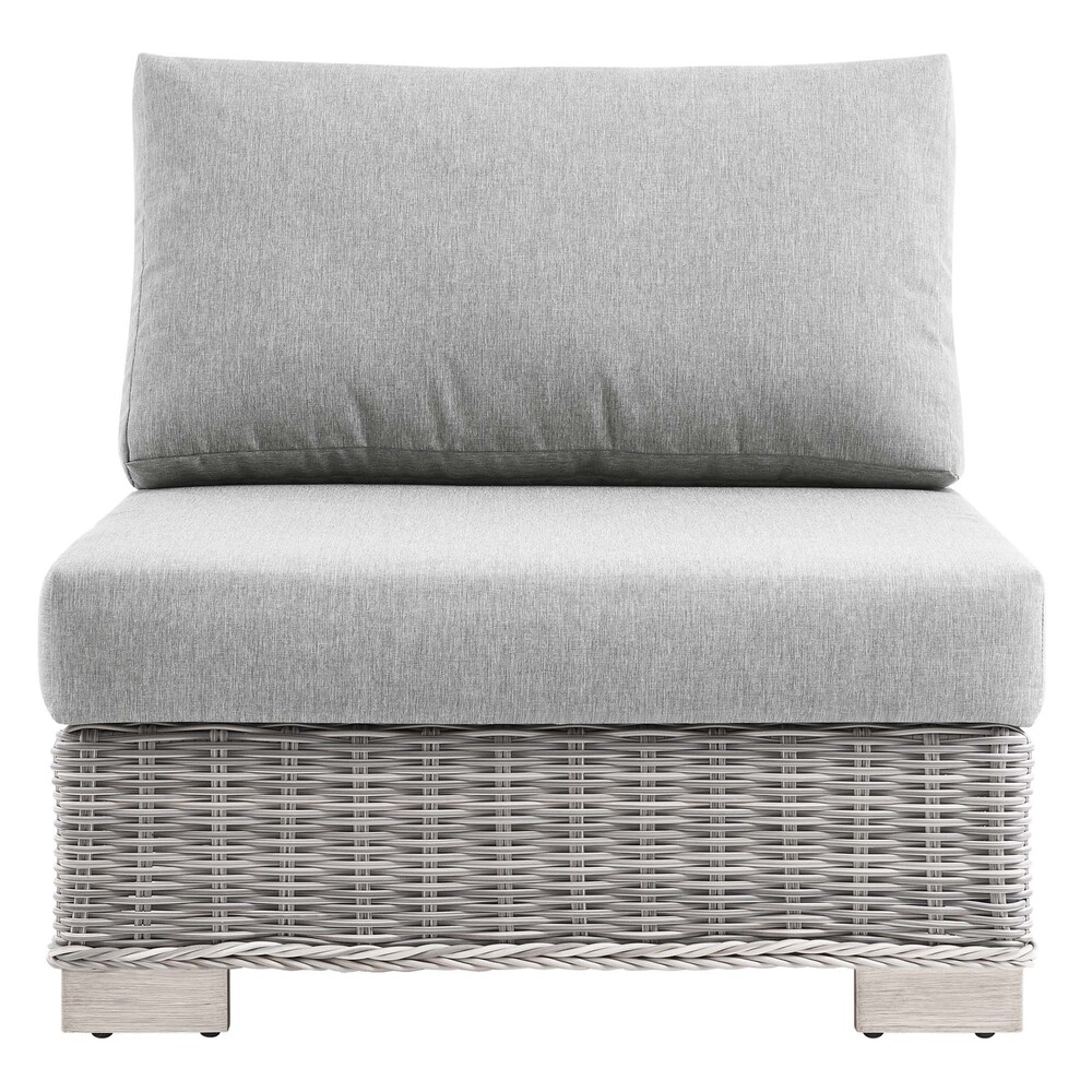 Conway Outdoor Patio Wicker Rattan Armless Chair in Light Gray Gray by Modway - Image 4