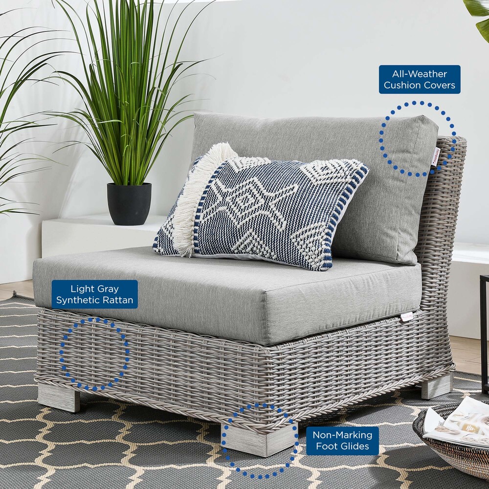 Conway Outdoor Patio Wicker Rattan Armless Chair in Light Gray Gray by Modway - Image 7