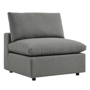 Commix Overstuffed Outdoor Patio Armless Chair in Charcoal by Modway