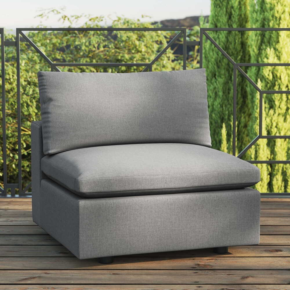 Commix Overstuffed Outdoor Patio Armless Chair in Charcoal by Modway - Image 7