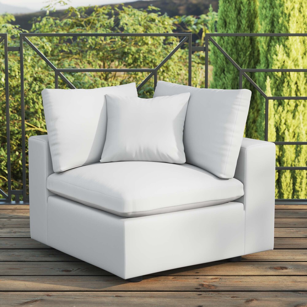 Commix Overstuffed Outdoor Patio Corner Chair in White by Modway - Image 6
