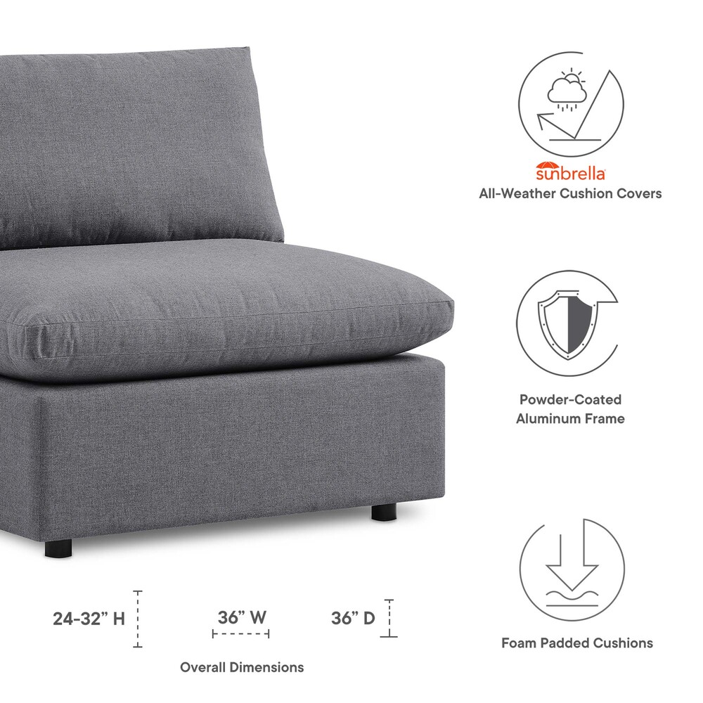 Commix Sunbrella® Outdoor Patio Armless Chair in Gray by Modway - Image 2