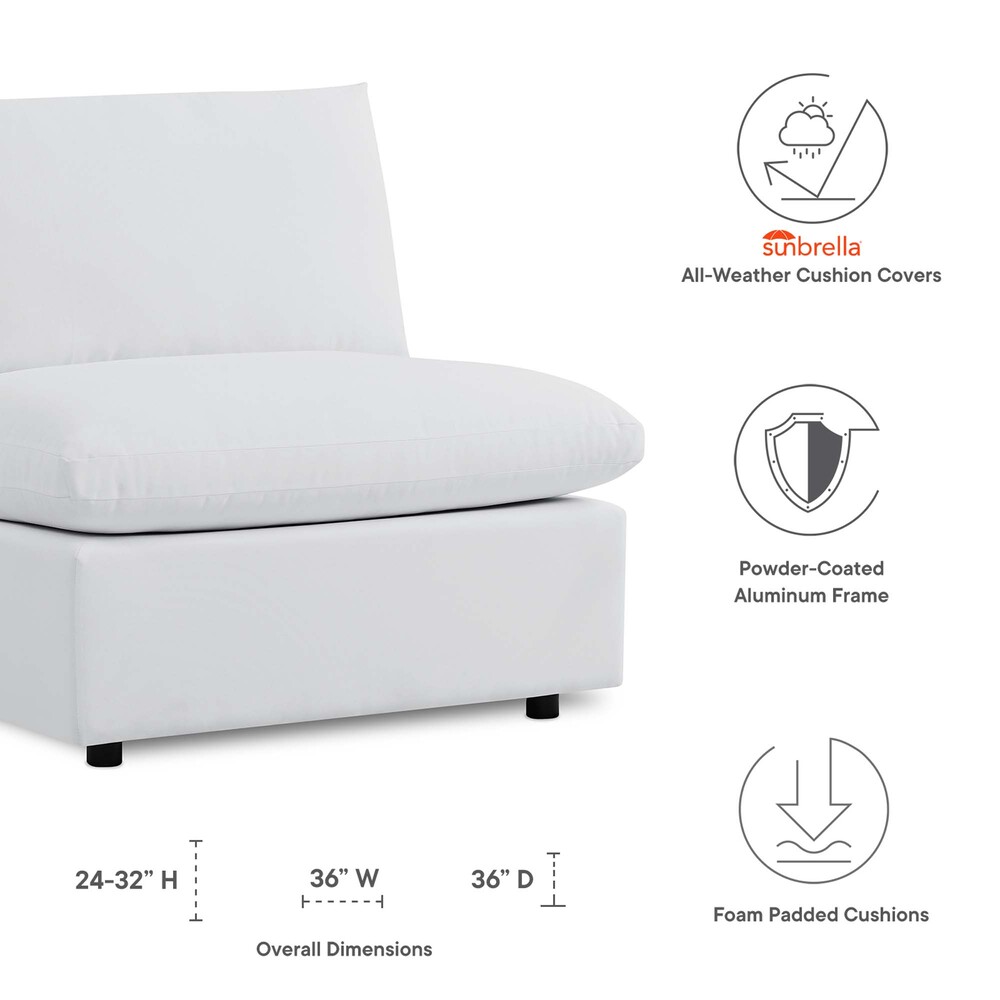 Commix Sunbrella® Outdoor Patio Armless Chair in White by Modway - Image 2