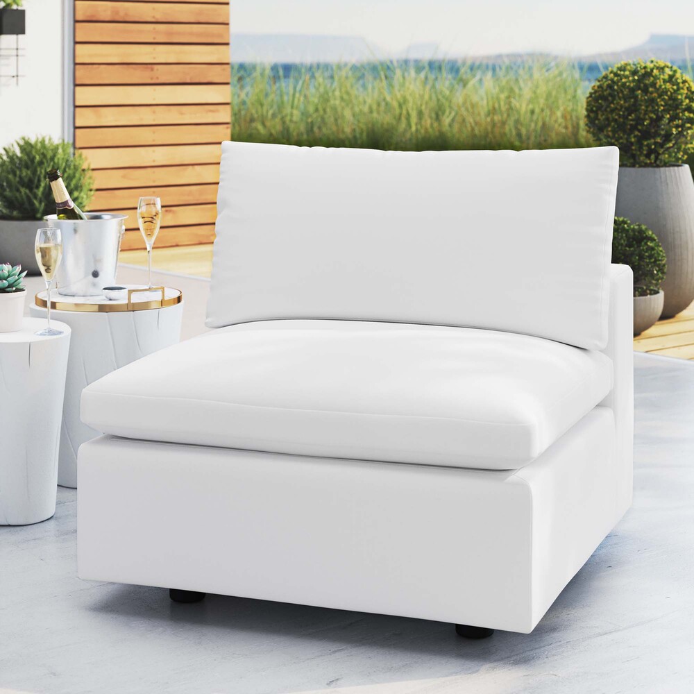 Commix Sunbrella® Outdoor Patio Armless Chair in White by Modway - Image 7