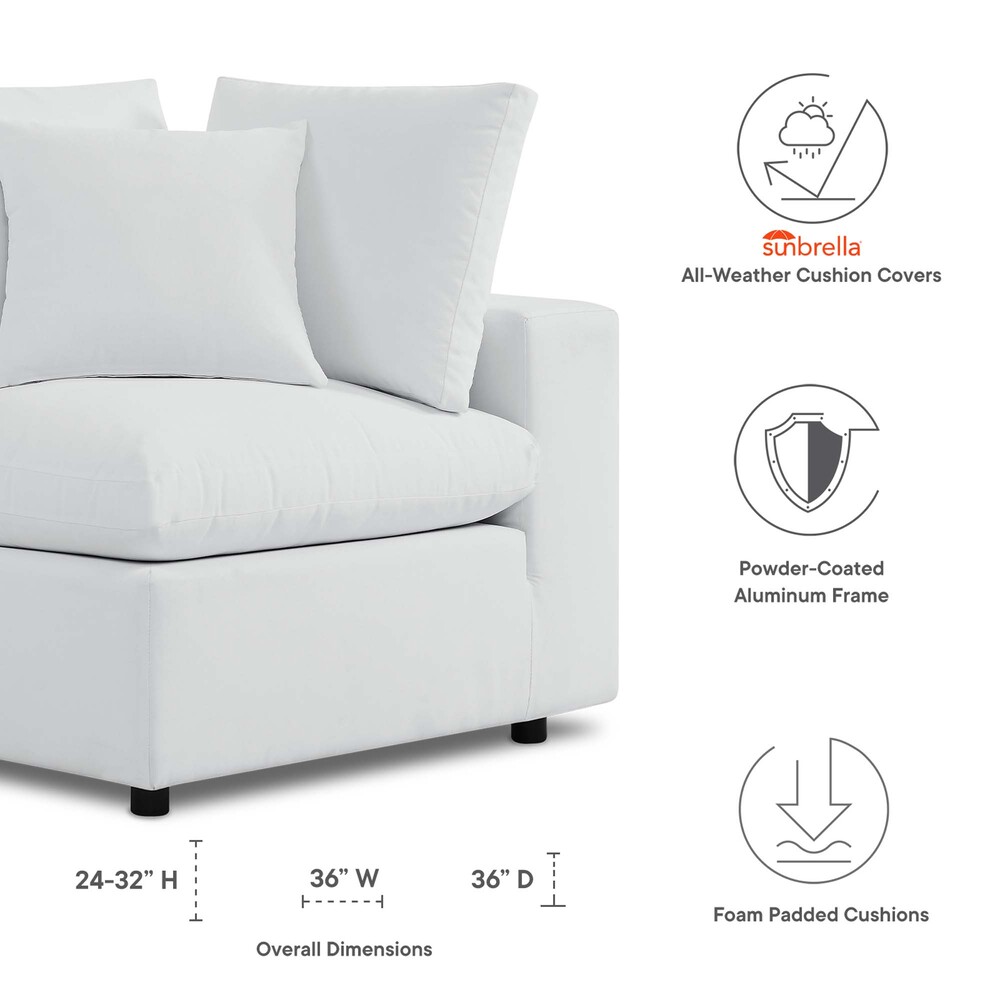 Commix Sunbrella® Outdoor Patio Corner Chair in White by Modway - Image 2