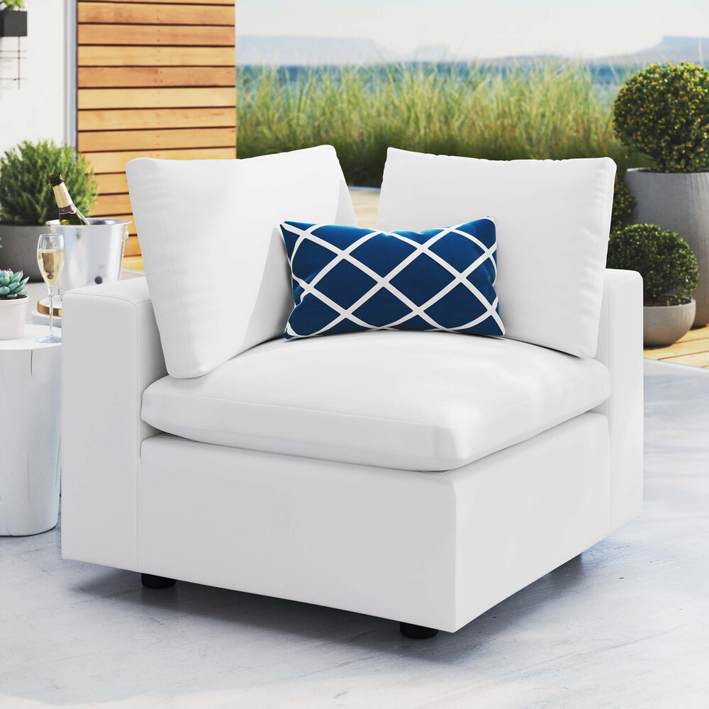 Commix Sunbrella® Outdoor Patio Corner Chair in White by Modway - Image 6