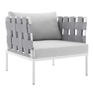 Harmony Sunbrella® Outdoor Patio Aluminum Armchair in Gray Gray by Modway