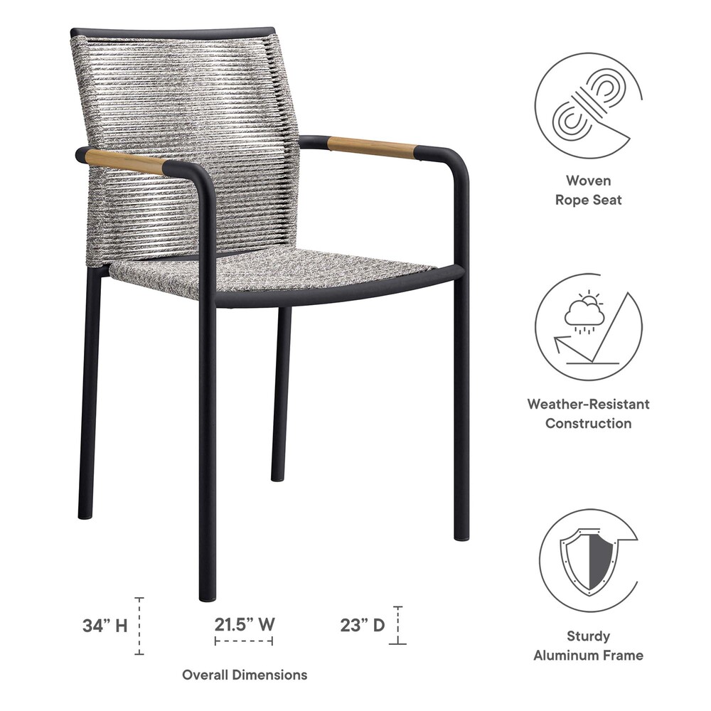 Serenity Outdoor Patio Armchairs Set of 2 in Light Gray by Modway - Image 2